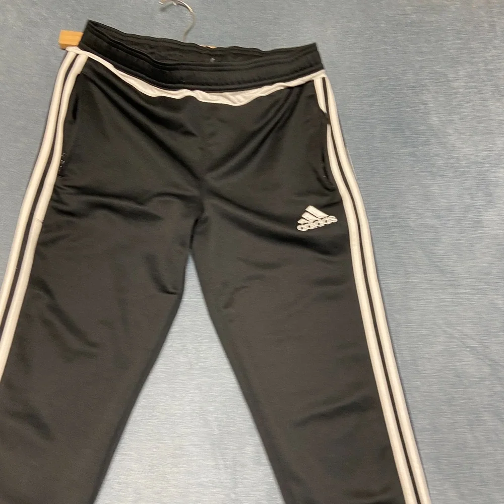 Adidas Climacool Track Pants Mens XL Black White Logo 3 Stripes Tapered Leg Yoga